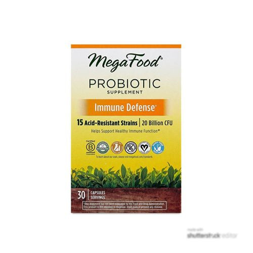 MegaFood, Immune Defense Probiotics, Shelf-Stable Dietary Supplement with 20 Billion CFU, 30 Servings (30 Capsules)