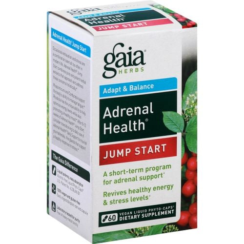 Gaia Herbs Adrenal Health Jump Start  Adrenal Fatigue Supplement for Mood Support and Optimal Energy with Rhodiola  Ginseng  Cordyceps  Vegan Liquid Capsules  60 Count