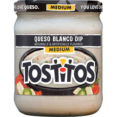 Tostitos Medium Queso Blanco Dip  Naturally and Artificially flavored  15 oz Jar