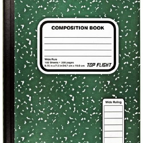 Top Flight Colored Marble Composition Book 100 Sheets Wide Rule 975 x 75 Inches 1 Book Cover Color May Vary (41352)