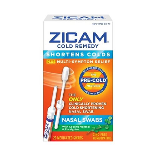 Zicam Cold Remedy Cold Shortening Medicated Nasal Swabs Zinc-Free 20ct