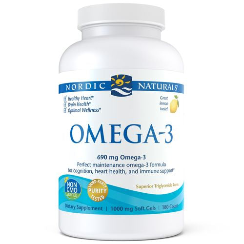 Nordic Naturals Omega-3 Softgels  Lemon  690 mg  Fish Oil  180 Ct