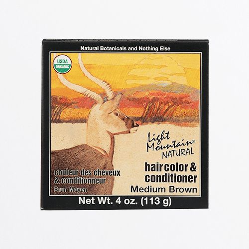 Light Mountain Natural Hair Color & Conditioner - Medium Brown 4 oz Box