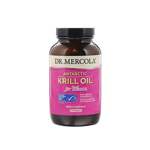 Dr. Mercola Premium Supplements Antarctic Krill Oil for Women + Primrose Oil Capsules, 270 Ct