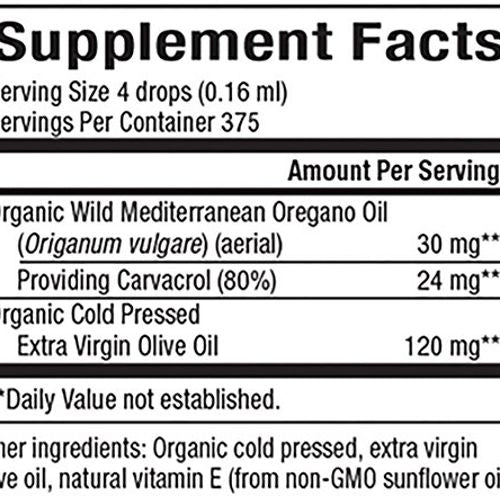 Natural Factors  Certified Organic Oil of Oregano  Herbal Supplement for Immune Support  Vegan  Non-GMO  2 Oz