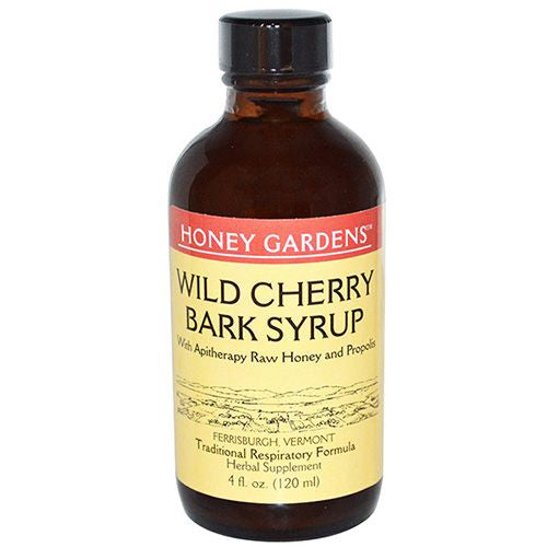 Honey Gardens Wild Cherry Bark Syrup with Apitherapy Raw Honey, Propolis & Wild Crafted Herbs  Traditional Respiratory Formula  4 fl oz