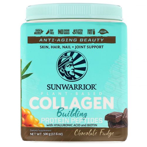 Sunwarrior Vegan Collagen Building Protein Peptides with Hyaluronic Acid & Biotin (Chocolate)(Vegan)