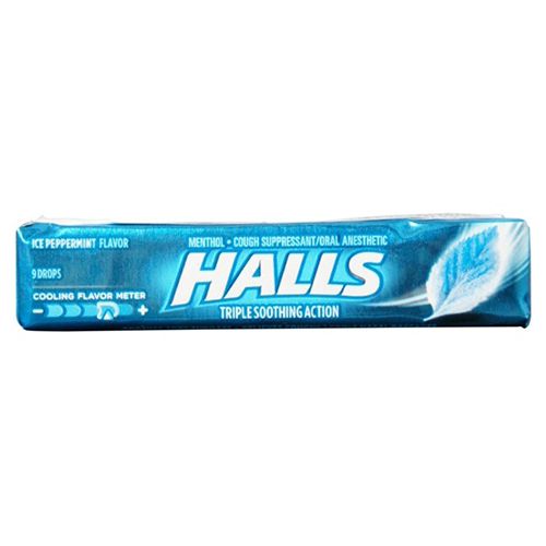 HALLS, Ice Peppermint Flavor Cough Drops, 9 ct