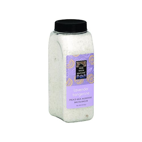 One With Nature Dead Sea Mineral Bath Salts  Lavender Tangerine  32 Oz