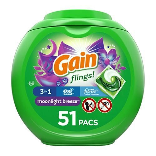 Gain Flings Moonlight Breeze  51 Count Laundry Detergent Pacs