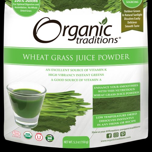 Organic Traditions Wheat Grass Juice Powder, 5.3oz