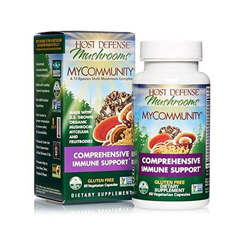 Host Defense  MyCommunity Capsules  Advanced Immune Support  Mushroom Supplement with Lion’s Mane  Reishi  Vegan  Organic  60 Capsules (30 Servings)
