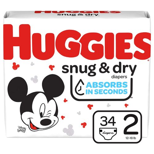 Huggies Snug & Dry Baby Diapers  Size 2  34 Ct