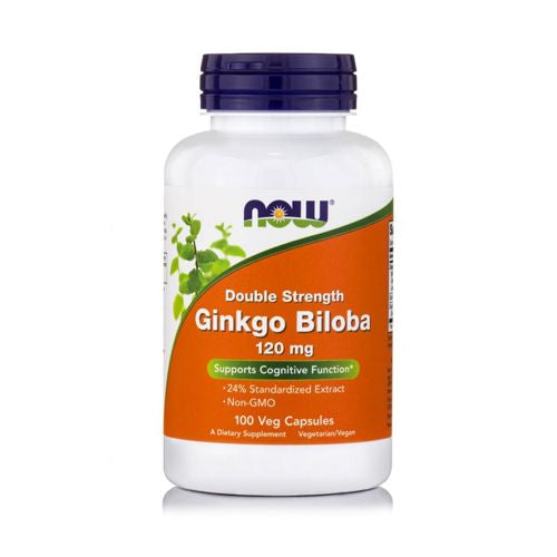 NOW Supplements  Ginkgo Biloba 120 mg  Double Strength  Non-GMO Project Verified  100 Veg Capsules