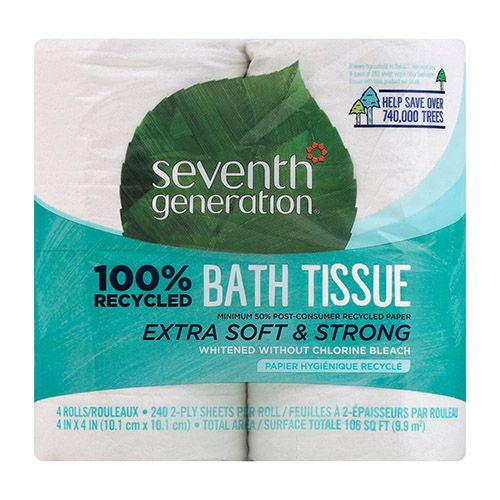 Seventh Generation Toilet Paper, Bath Tissue, 100% Recycled Paper, 4 Rolls (Packaging May Vary) (B004JXDD9O)