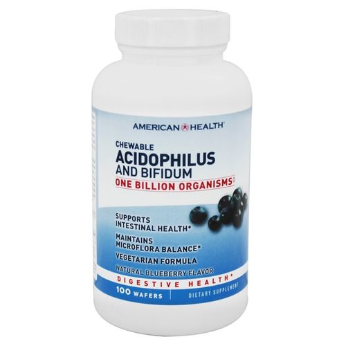 American Health Acidophilus and Bifidus Chewable Blueberry - 100 Wafers