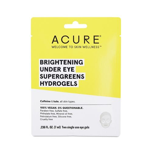 Acure Brightening Under Eye Super Greens Hydrogels Soothes Depuffs Tired Eye 6pr