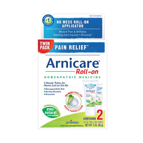 Boiron Arnicare Roll-On  Homeopathic Medicine for Pain Relief  Muscle Pain & Stiffness  Swelling from Injuries  Bruises  2 x 1.5 oz Twin Pack