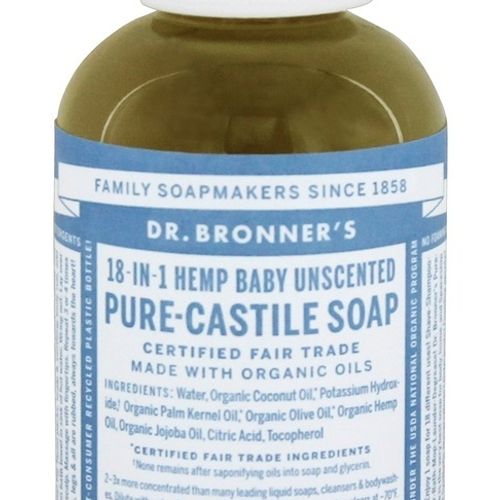 Dr. Bronner s 18-In-1 Hemp Pure-Castile Soap Baby Unscented  2.0 FL OZ