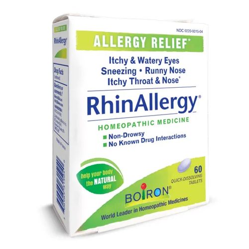 Boiron RhinAllergy Tablets  Homeopathic Medicine for Allergy Relief  Itchy & Watery Eyes  Sneezing  Runny Nose  Itchy & Throat & Nose  60 Tablets