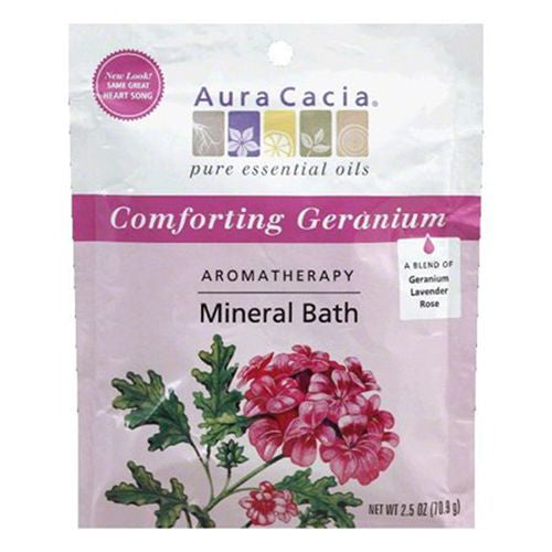 Aura Cacia Comforting Geranium Aromatherapy Mineral Bath 2.5 oz Pkg