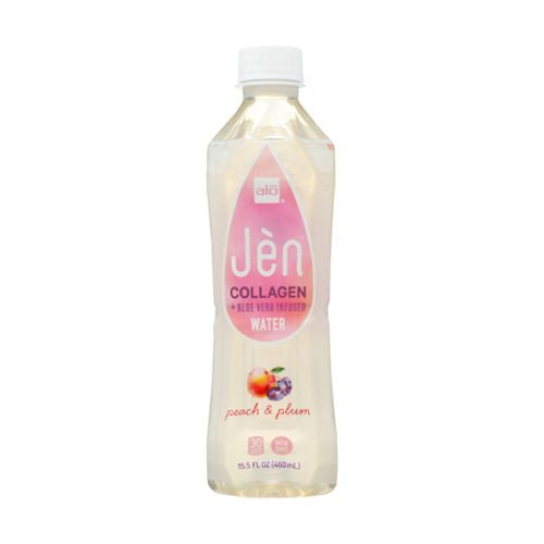 Alo Jen Blood Peach and Plum Collagen Plus Aloe Vera Infused Water, 15.5 Fluid Ounce