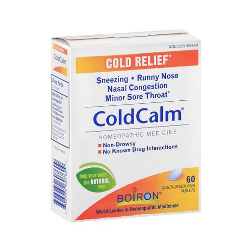 Boiron ColdCalm Tablets  Homeopathic Medicine for Cold Relief  Sneezing  Runny Nose  Minor Sore Throat  60 Tablets