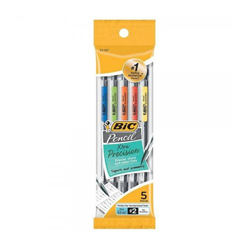 BIC Pencil Xtra Precision Mechanical Pencil  Clear Barrel  Fine Point (0.5 mm)  5-Count
