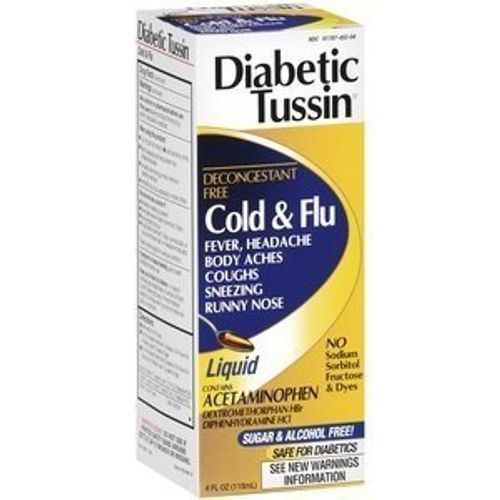Diabetic Tussin Nighttime Cold and Flu Relief for Fever, Headache, Cough, Runny Nose and Sneezing, Safe for Diabetics, Sugar Free, Berry Flavored, 4 Fl Oz (B000A09D9E)