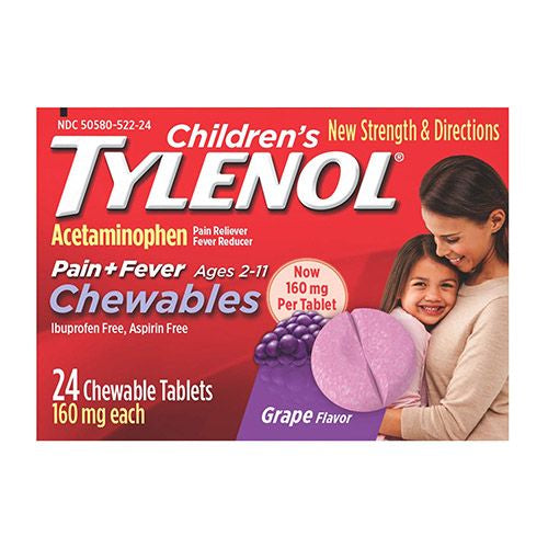 Children's Tylenol Pain + Fever Relief Chewables - Acetaminophen - Grape - 24ct