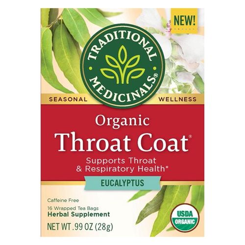Traditional Medicinals - Organic Throat Coat Drops Eucalyptus Mint - 16 Lozenges