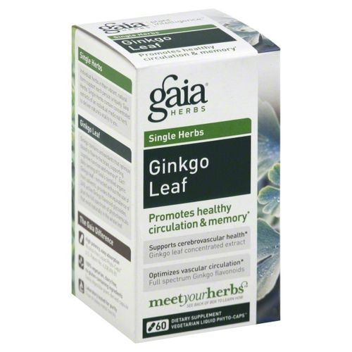 Gaia Herbs Ginkgo Leaf  Vegan Liquid Capsules  60 Count - Daily Brain Health and Mental Focus Supplement with Antioxidants  Organic Ginkgo Biloba 1380mg Per Serving