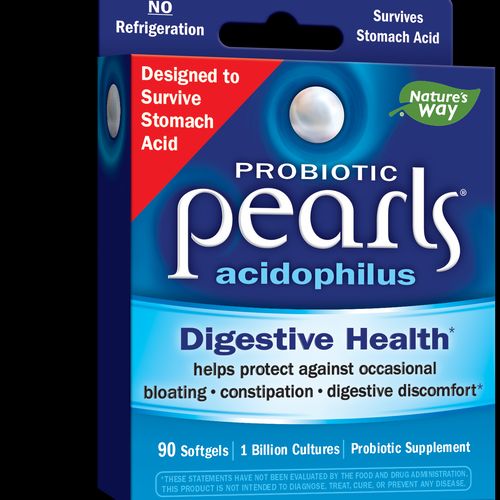 Nature’s Way Probiotic Pearls Acidophilus  Digestive Health*  1 Billion Live Cultures  No Refrigeration Required  90 Softgels