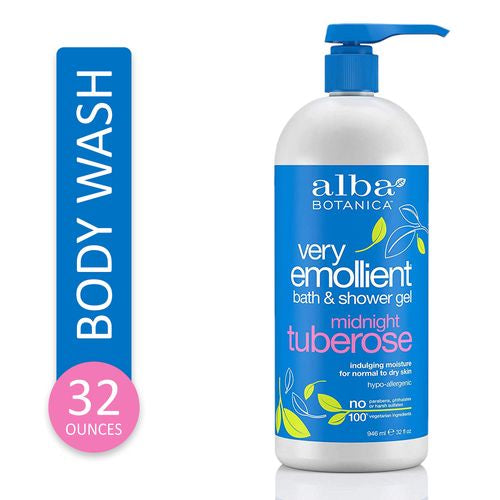 Alba Botanica Very Emollient Body Wash  Midnight Tuberose  32 fl oz