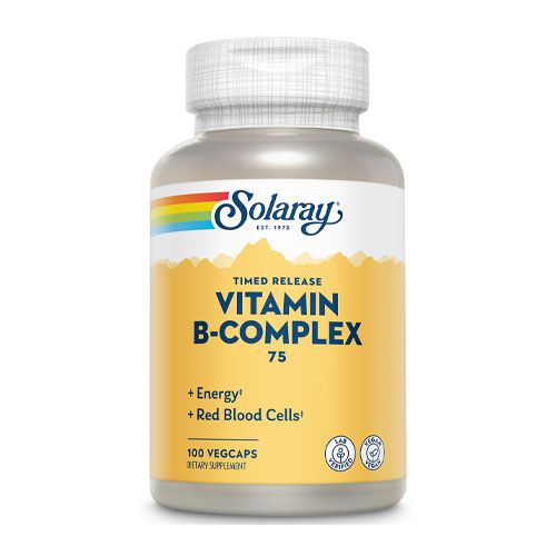 Solaray Vitamin B-Complex 75mg | Two-Stage Timed-Release for Extended Availability | Support for Hair  Skin  Nails  Nerves  Immune Function | 100 CT