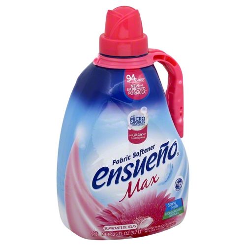 Ensueño - Max Liquid Fabric Softener- With Long-Lasting Freshener And Wrinkle Eliminating formula  Spring Fresh Scent - (125 oz) 105 Loads