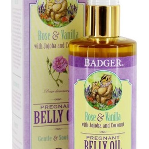 Badger Pregnant Belly Oil w/ Rose & Vanilla 4 fl. oz Glass Bottle