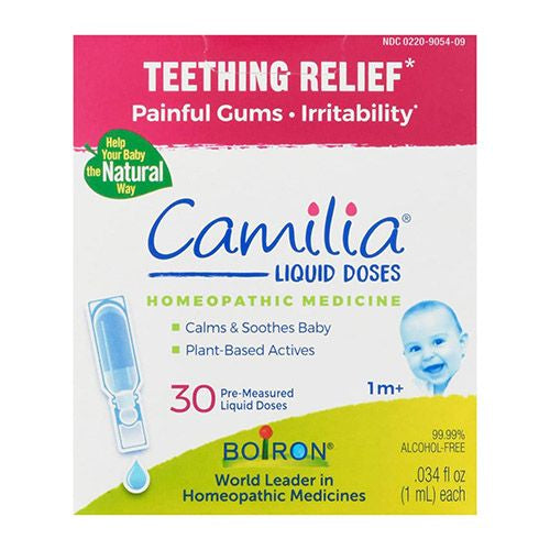 Boiron Camilia Teething Drops for Daytime and Nighttime Relief of Painful or Swollen Gums and Irritability in Babies  30 Single Liquid Doses