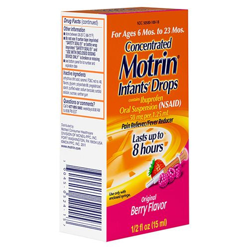 Infants  Motrin Concentrated Drops  Fever Reducer  Ibuprofen  Berry Flavored.5 Oz