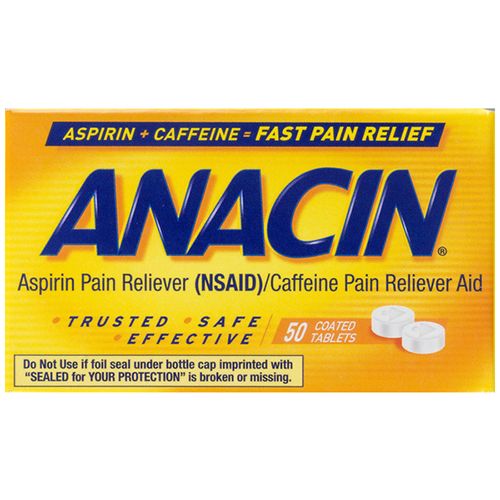 Anacin Aspirin & Caffeine Pain Reliever Tablets  50 Count