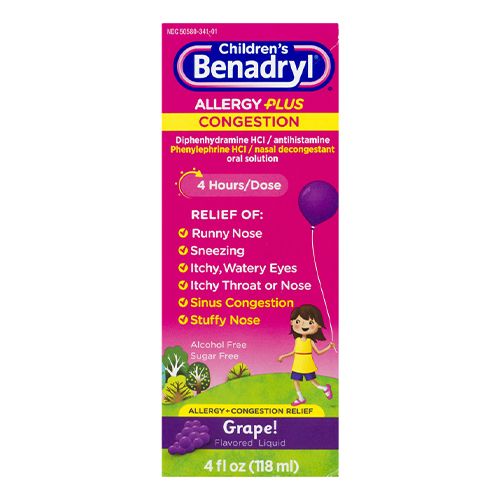 Children s Allergy Plus Congestion Relief Liquid  Grape  4 fl. oz