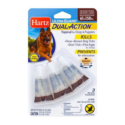 Hartz UltraGuard Dual Action Flea And Tick Topical For Dogs 61-150lbs  3 Monthly Treatments