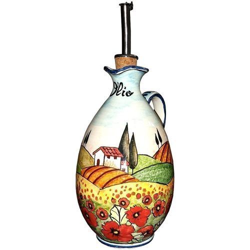 Grant Howard Hand Paint Lemons Oil Or Vinegar Glass Cruet Bottle, 16-oz