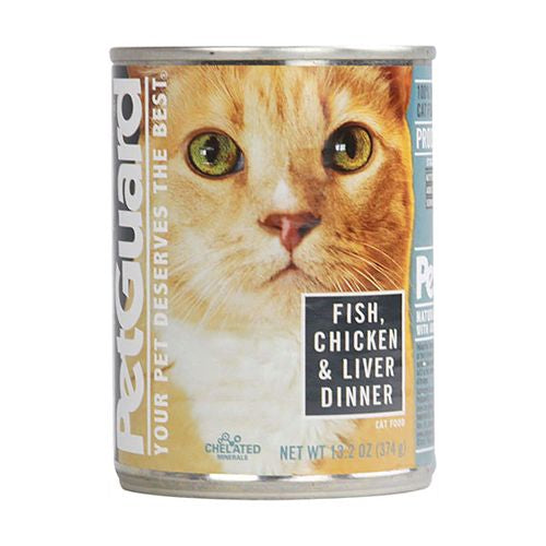 PETGUARD: Fish, Chicken and Liver Dinner Canned Cat Food, 13.2 oz