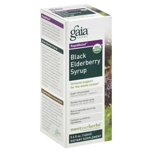 Gaia Herbs Black Elderberry Syrup - Daily Immune Support with Antioxidants  Organic Sambucus Elderberry Supplement  5.4 Fl Oz (Pack of 1)