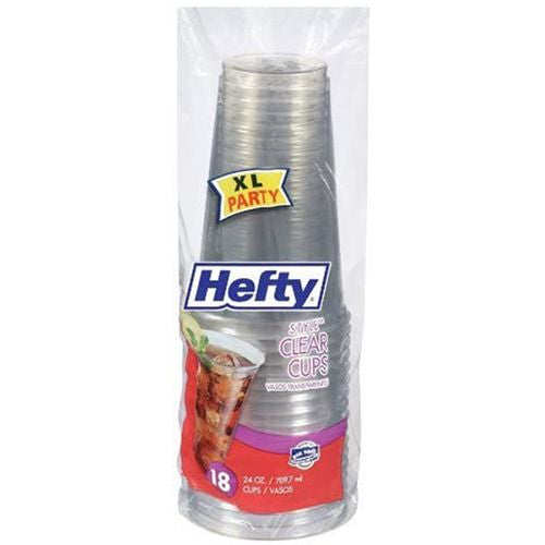 Hefty Deluxe Clear Plastic Cups, 24 Ounce, 18 Count
