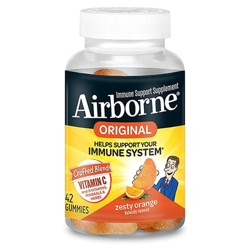 Airborne Zesty Orange Flavored Gummies  42 count - 750mg of Vitamin C and Minerals & Herbs Immune Support (Packaging May Vary)