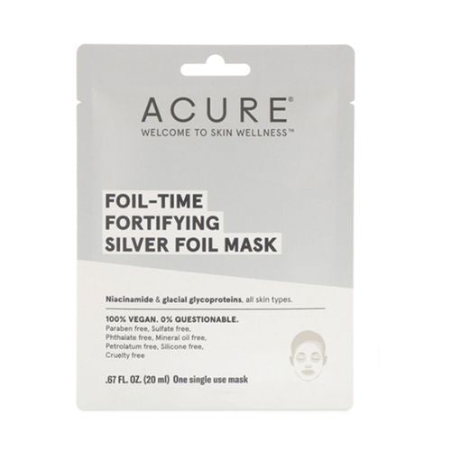 ACURE Foil-Time Fortifying Silver Mask | 100% Vegan | Traps Heat to Open Pores For Superior Serum Delivery | Niacinamide & Glacial Glycoproteins - For Rejuvenated & Refreshed Apprearance | 1 Count (B07MHYNZFQ)