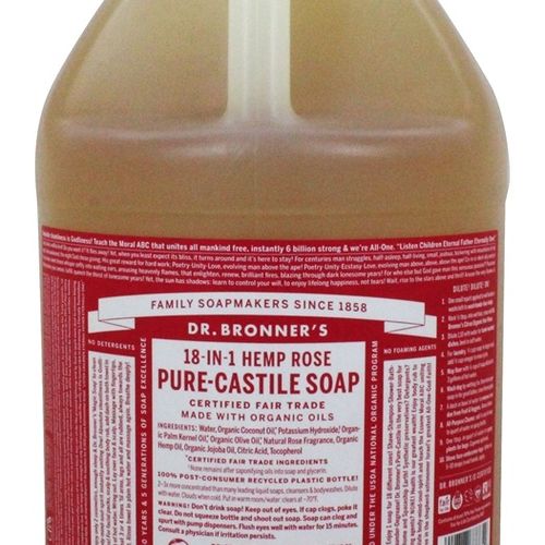 Dr. Bronner s 18-In-1 Hemp Pure-Castile Soap Rose  1.0 GAL