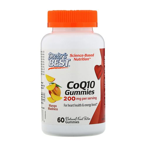 Doctor s Best CoQ10  Natural Fruit Pectin  200mg per Serving  Mango Flavored for Heart Health  Vegan  Gluten Free  60 Count